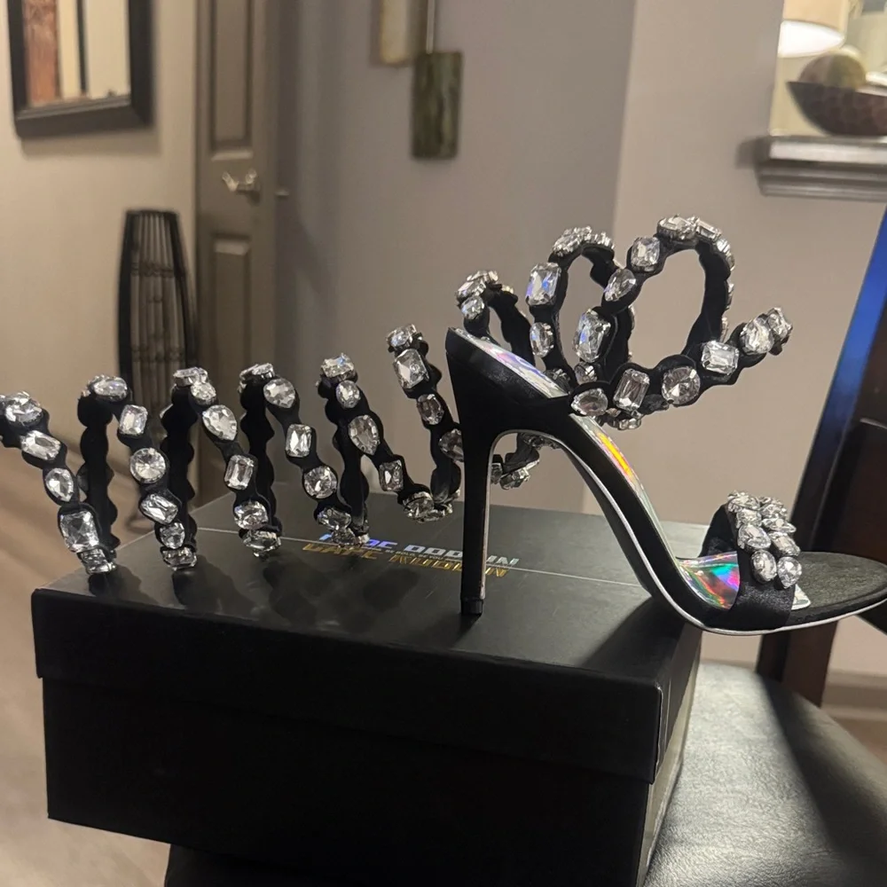CAPE ROBBIN 🔥Women's Gem Embellished Wrap Around High Heels - Panus Heels🔥Sz 7